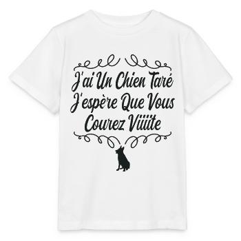 t-shirt j'ai un chien taré courez humour cadeau - T-shirt bio MINI CREATOR Stanley/Stella Enfant - blanc - Devant - Maike (125cm)