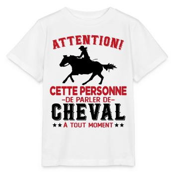 Cette Personne Risque Parler De Cheval Tout Moment - T-shirt bio MINI CREATOR Stanley/Stella Enfant - blanc - Devant - Maike (125cm)