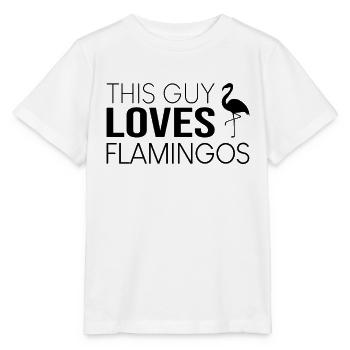 This guy loves flamingos - Stanley/Stella MINI CREATOR Kids’ T-Shirt - white - Front - Maike (125cm)