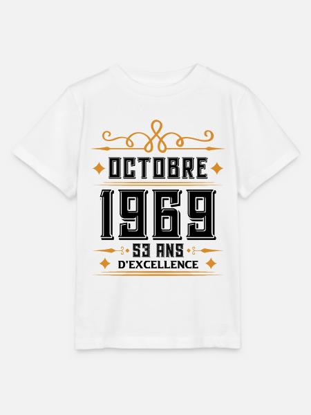 Octobre 1969 53 Ans d'excellence - T-shirt bio MINI CREATOR Stanley/Stella Enfant - blanc