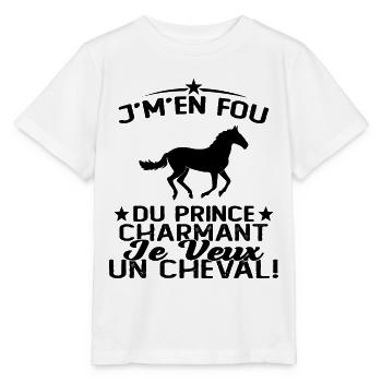 J'm'en Fou Du Prince Charmant Je Veux Un Cheval - T-shirt bio MINI CREATOR Stanley/Stella Enfant - blanc - Devant - Maike (125cm)
