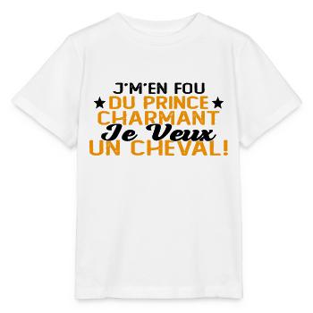 J'm'en Fou Du Prince Charmant Je Veux Un Cheval - T-shirt bio MINI CREATOR Stanley/Stella Enfant - blanc - Devant - Maike (125cm)