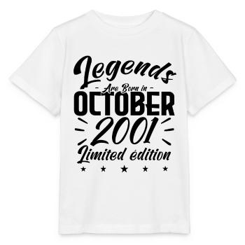 LEGENDS ARE BORN IM OKTOBER 2001 JUBILÄUMSGESCHENK - Stanley/Stella Kinder T-Shirt MINI CREATOR  - Weiß - Vorne - Maike (125cm)