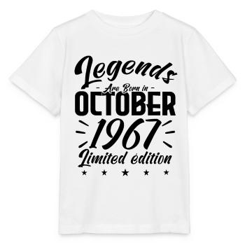 LEGENDS ARE BORN IN OCTOBER 1967 Jubiläumsgeschenk - Stanley/Stella Kinder T-Shirt MINI CREATOR  - Weiß - Vorne - Maike (125cm)
