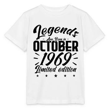 LEGENDS ARE BORN IN OCTOBER 1969 - anniversary gif - Stanley/Stella MINI CREATOR Kids’ T-Shirt - white - Front - Maike (125cm)
