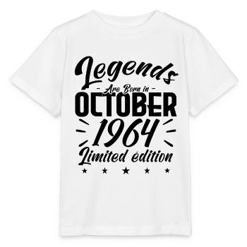 LEGENDS ARE BORN IN OCTOBER 1964 - anniversary gif - Stanley/Stella MINI CREATOR Kids’ T-Shirt - white - Front - Maike (125cm)