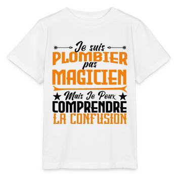 Plomberie | Plombier pas magicien - T-shirt bio MINI CREATOR Stanley/Stella Enfant - blanc - Devant - Maike (125cm)