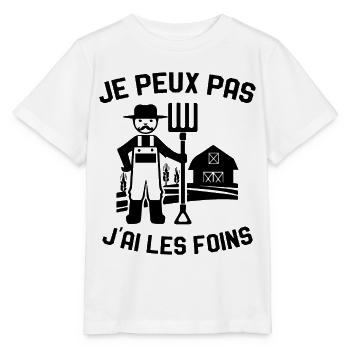 Je Peux Pas J'ai Les Foins Cadeau Agriculteur - T-shirt bio MINI CREATOR Stanley/Stella Enfant - blanc - Devant - Maike (125cm)
