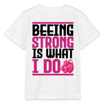 Brustkrebs, du bist stark. - Stanley/Stella Kinder T-Shirt MINI CREATOR  - Weiß - Vorne - Maike (125cm)