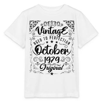 Jahrgang geboren im Oktober 1979 - Jubiläumsgeschenk. - Stanley/Stella Kinder T-Shirt MINI CREATOR  - Weiß - Vorne - Maike (125cm)