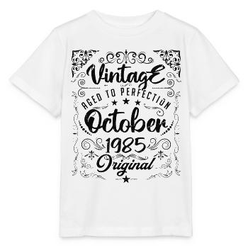Jahrgang geboren im Oktober 1985 - Jubiläumsgeschenk. - Stanley/Stella Kinder T-Shirt MINI CREATOR  - Weiß - Vorne - Maike (125cm)