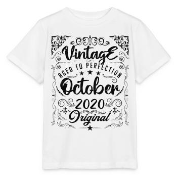 Vintage GEBOREN IM OKTOBER 2020 - Jubiläumsgeschenk. - Stanley/Stella Kinder T-Shirt MINI CREATOR  - Weiß - Vorne - Maike (125cm)