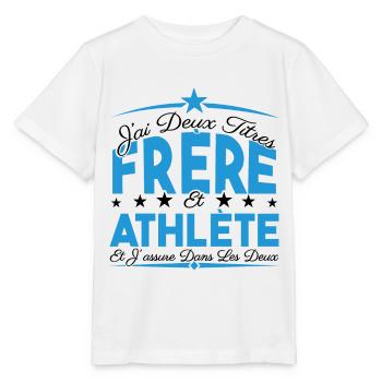 J'ai deux titres frère et Athlète. Cadeau frère. - T-shirt bio MINI CREATOR Stanley/Stella Enfant - blanc - Devant - Maike (125cm)