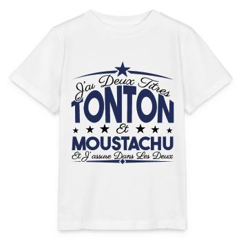 J'ai deux titres tonton et moustachu. Cadeau. - T-shirt bio MINI CREATOR Stanley/Stella Enfant - blanc - Devant - Maike (125cm)