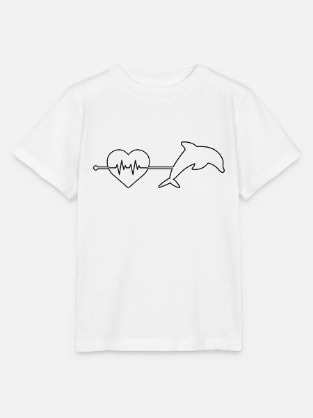 Delfin Herzschlag - Stanley/Stella Kinder T-Shirt MINI CREATOR  - Weiß