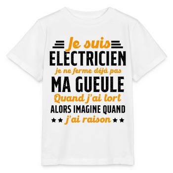 Electricien humour qui ne ferme pas sa gueule - T-shirt bio MINI CREATOR Stanley/Stella Enfant - blanc - Devant - Maike (125cm)