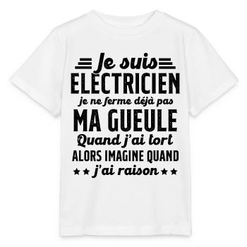 Electricien humour qui ne ferme pas sa gueule - T-shirt bio MINI CREATOR Stanley/Stella Enfant - blanc - Devant - Maike (125cm)