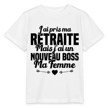 Cadeau Retraite Nouveau Boss Ma Femme - T-shirt bio MINI CREATOR Stanley/Stella Enfant - blanc - Devant - Maike (125cm)