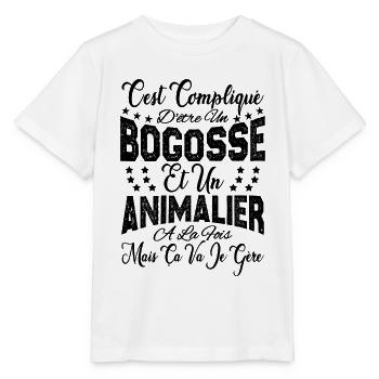 c'est compliqué d'être un Bogosse et un Animalier. - T-shirt bio MINI CREATOR Stanley/Stella Enfant - blanc - Devant - Maike (125cm)