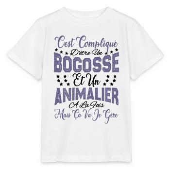 c'est compliqué d'être un Bogosse et un Animalier. - T-shirt bio MINI CREATOR Stanley/Stella Enfant - blanc - Devant - Maike (125cm)