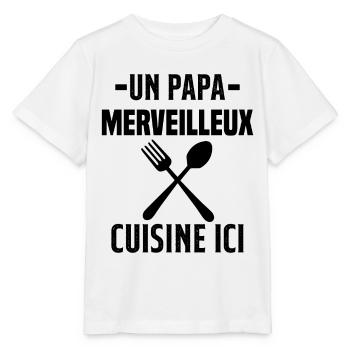 Un papa merveilleux cuisine ici - T-shirt bio MINI CREATOR Stanley/Stella Enfant - blanc - Devant - Maike (125cm)