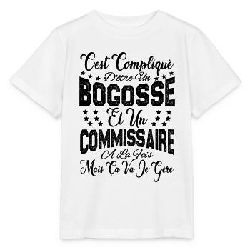 c'est compliqué être un Bogosse et un Commissaire. - T-shirt bio MINI CREATOR Stanley/Stella Enfant - blanc - Devant - Maike (125cm)