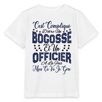 c'est compliqué d'être un Bogosse et un Officier. - T-shirt bio MINI CREATOR Stanley/Stella Enfant - blanc - Devant - Maike (125cm)