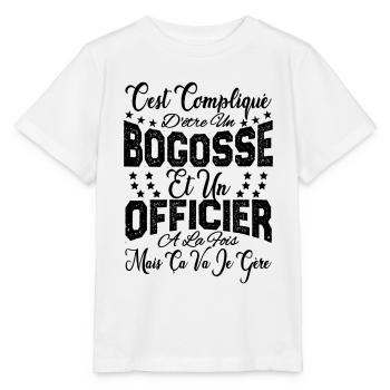 c'est compliqué d'être un Bogosse et un Officier. - T-shirt bio MINI CREATOR Stanley/Stella Enfant - blanc - Devant - Maike (125cm)