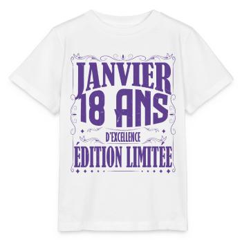 Janvier 18 ans. Cadeau 18 ans janvier anniversaire - T-shirt bio MINI CREATOR Stanley/Stella Enfant - blanc - Devant - Maike (125cm)