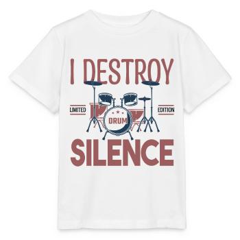 Ich zerstöre das Schweigen. Geschenkschlagzeuger, Geschenkmusiker - Stanley/Stella Kinder T-Shirt MINI CREATOR  - Weiß - Vorne - Maike (125cm)