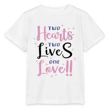 Zwei Herzen, zwei Leben, eine Liebe - Stanley/Stella Kinder T-Shirt MINI CREATOR  - Weiß - Vorne - Maike (125cm)