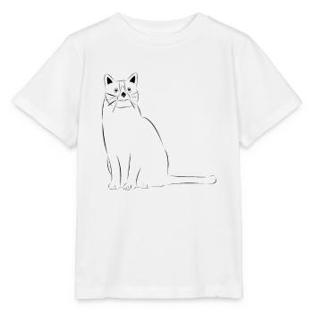 Chat dessiné - T-shirt bio MINI CREATOR Stanley/Stella Enfant - blanc - Devant - Maike (125cm)