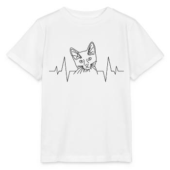 Cat Cat Face Heartbeat - Stanley/Stella MINI CREATOR Kids’ T-Shirt - white - Front - Maike (125cm)