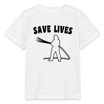 Slogan des pompiers - T-shirt bio MINI CREATOR Stanley/Stella Enfant - blanc - Devant - Maike (125cm)