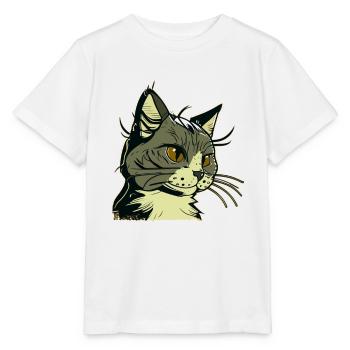 Cat in comic style - Stanley/Stella MINI CREATOR Kids’ T-Shirt - white - Front - Maike (125cm)