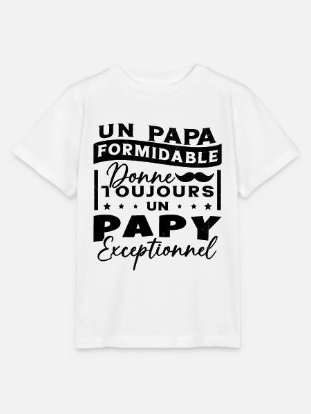 Papa Formidable Donne Toujours Papy Exceptionnel - T-shirt bio MINI CREATOR Stanley/Stella Enfant - blanc