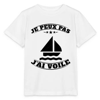 Je peux pas j'ai Voile - Humour Planche à Voile - T-shirt bio MINI CREATOR Stanley/Stella Enfant - blanc - Devant - Maike (125cm)