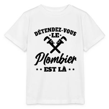 Détendez-Vous Le Plombier Est Là Plomberie - T-shirt bio MINI CREATOR Stanley/Stella Enfant - blanc - Devant - Maike (125cm)