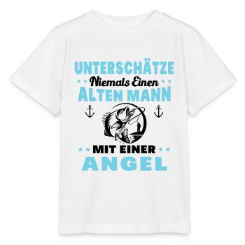Ein Alter Mann mit Seiner Angelrute Angelgeschen - Stanley/Stella Kinder T-Shirt MINI CREATOR  - Weiß - Vorne - Maike (125cm)