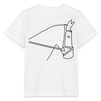 Tête de cheval avec bride Illustration minimaliste - T-shirt bio MINI CREATOR Stanley/Stella Enfant - blanc - Devant - Maike (125cm)