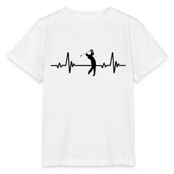 Golf Golfeur Battement de cœur Battement de cœur Pouls - T-shirt bio MINI CREATOR Stanley/Stella Enfant - blanc - Devant - Maike (125cm)