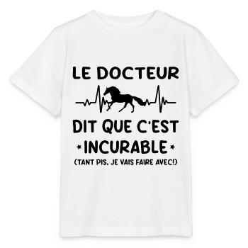Cheval - c'est incurable - T-shirt bio MINI CREATOR Stanley/Stella Enfant - blanc - Devant - Maike (125cm)