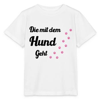 Who walks with the dog - Stanley/Stella MINI CREATOR Kids’ T-Shirt - white - Front - Maike (125cm)