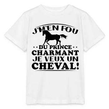 Je m'en fou du prince charmant je veux un cheval - T-shirt bio MINI CREATOR Stanley/Stella Enfant - blanc - Devant - Maike (125cm)