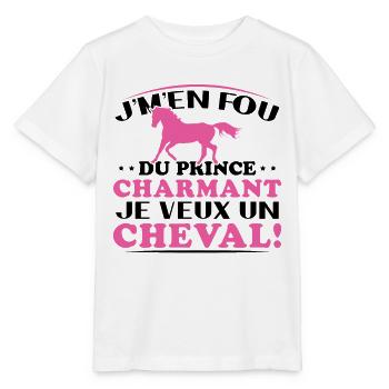 Je m'en fou du prince charmant je veux un cheval - T-shirt bio MINI CREATOR Stanley/Stella Enfant - blanc - Devant - Maike (125cm)