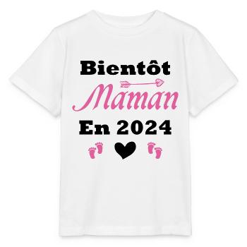 Bientôt future Maman 2024 - T-shirt bio MINI CREATOR Stanley/Stella Enfant - blanc - Devant - Maike (125cm)