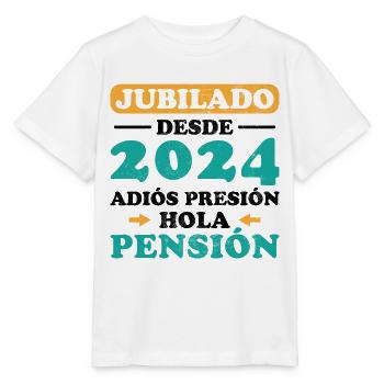 Im Ruhestand ab 2024 Auf Wiedersehen Druck Hallo Pension - Stanley/Stella Kinder T-Shirt MINI CREATOR  - Weiß - Vorne - Maike (125cm)