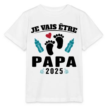 Man Dad To Be 2025 Gift - Stanley/Stella MINI CREATOR Kids’ T-Shirt - white - Front - Maike (125cm)