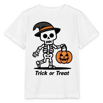 Squelette mignon avec citrouille lanterne Halloween - T-shirt bio MINI CREATOR Stanley/Stella Enfant - blanc - Devant - Maike (125cm)