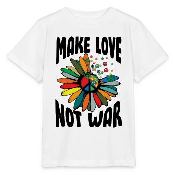 Make Love Not War Flowerpower Hippie - Stanley/Stella Kinder T-Shirt MINI CREATOR  - Weiß - Vorne - Maike (125cm)